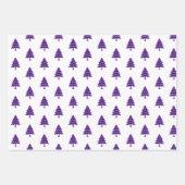 Lila und weiße Bäume Frohe Weihnachten Urlaub Geschenkpapier Set (Vorderseite)