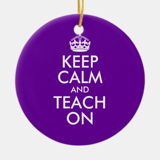 Lila und weiße Behalt-Ruhe und Teach On Keramikornament (Vorne)