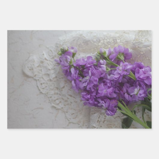 Lila und weiße Blume an der Spitze Geschenkpapier Set (Vorderseite 3)