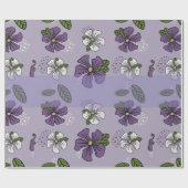 lila und weiße Blume Geschenkpapier (Flach)