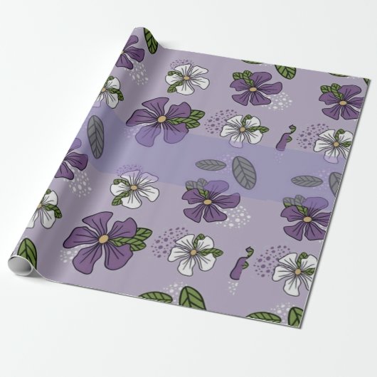 lila und weiße Blume Geschenkpapier (Ungerollt)