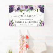 Lila und weiße Blume Hochzeitsempfang Banner (Insitu)