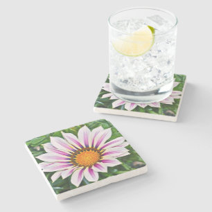 LILA UND WEISSE BLUME MIT GOLDZENTRUM STEINUNTERSETZER
