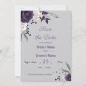 lila und weiße Blume Save the Date grau Einladung (Vorderseite)