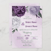 lila und weiße Blumen Einladung (Vorne/Hinten)