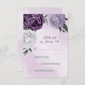 lila und weiße Blumen RSVP Karte (Vorne/Hinten)