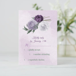 lila und weiße Blumen RSVP Karte