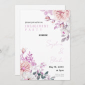 Lila und weiße Blumen-White-Engagement-Partei Einladung (Vorne/Hinten)