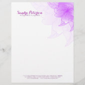 Lila und weiße Blumenmuster Briefbogen (Vorderseite)