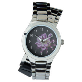Lila und weiße Blüte Armbanduhr