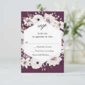 Lila und weiße Blüten ni Mahlzeit UAWG VER - Lila RSVP Karte (Stehend Vorderseite)