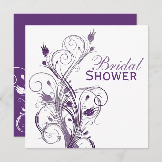 Lila und weiße Brautdusche Einladung (Vorne/Hinten)