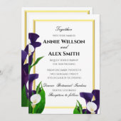 Lila und weiße Calla Lily-Hochzeit Einladung (Vorne/Hinten)