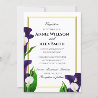 Lila und weiße Calla Lily-Hochzeit Einladung