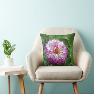Lila und weiße Dahlia Kissen