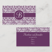 Lila und weiße Damaskus-Ehekarten Begleitkarte (Vorne/Hinten)