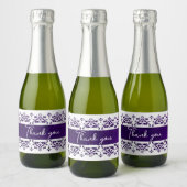 Lila und weiße Damassoße Schaumweinetikett (Flaschen)