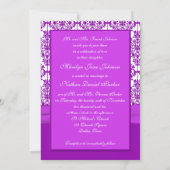 Lila und weiße Damast Hochzeitseinladung Einladung (Rückseite)
