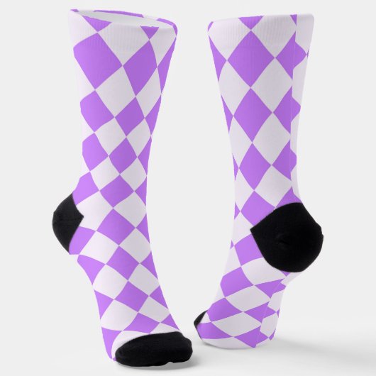 Lila und weiße Diamant Muster Crazy Socken (Gewinkelt)