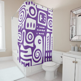lila und weiße Doodle 3 von 4 Duschvorhang