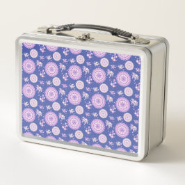 Lila und weiße Dosen und Kreise Metall Lunch Box