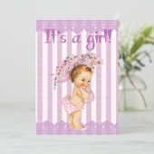 Lila und weiße Duschkabine Princess Invit Einladung (Stehend Vorderseite)