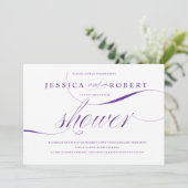 Lila und weiße Elegante Paare Dusche Einladung (Stehend Vorderseite)