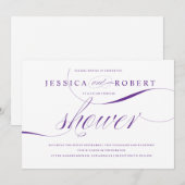 Lila und weiße Elegante Paare Dusche Einladung (Vorne/Hinten)