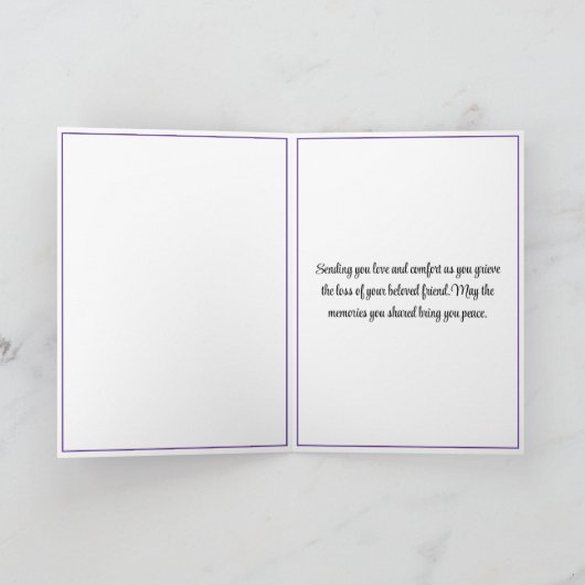 Lila und weiße Farbe Print Pet Beileid Karte (Innenseite)