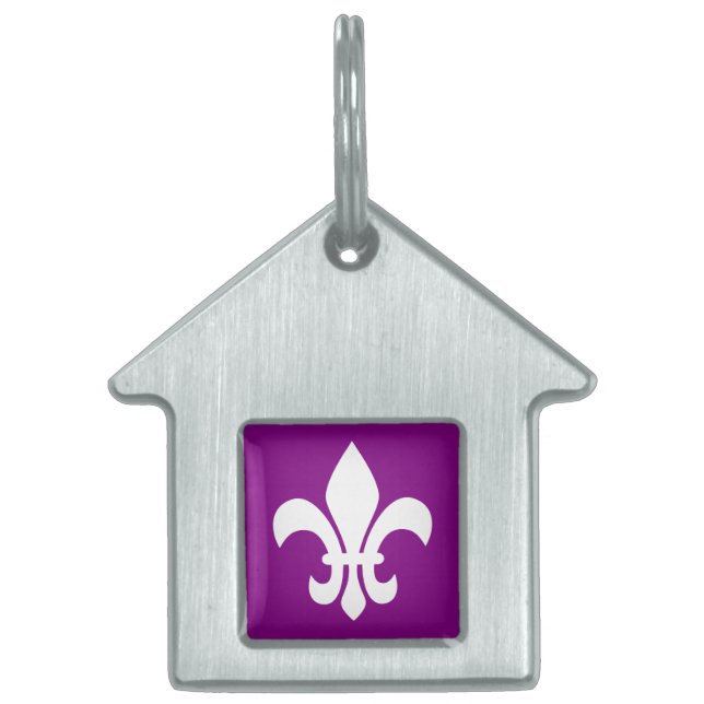 Lila und weiße Fleur de Lys Tiermarke (Vorderseite)