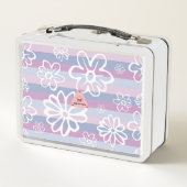 Lila und weiße Floral Metal Lunch Box (Rückseite)