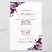 Lila und weiße florale Hochzeitsprogramme (Rückseite)