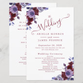 Lila und weiße florale Hochzeitsprogramme (Vorne/Hinten)
