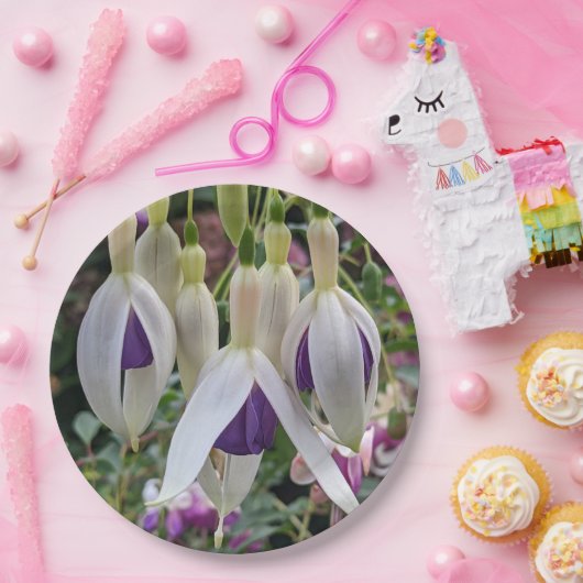 Lila und weiße Fuchsia-Flora Pappteller (Party)