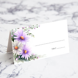Lila und weiße Gänseblümchen Hochzeitsplatzkarte Platzkarte