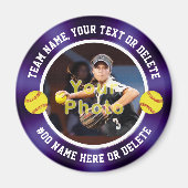 Lila und weiße Gastgeschenke, Softball-Themenabend Magnet (Vorne)