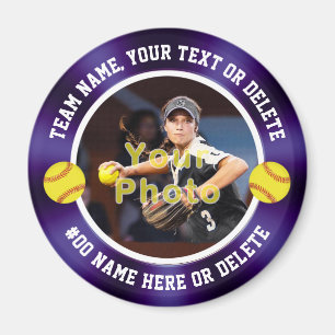 Lila und weiße Gastgeschenke, Softball-Themenabend Magnet