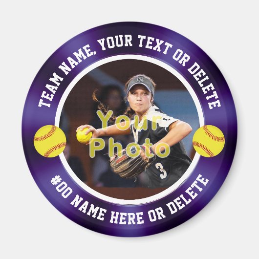 Lila und weiße Gastgeschenke, Softball-Themenabend Magnet (Vorne)