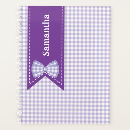 Lila und weiße Gingham Custom Planer (Vorderseite)