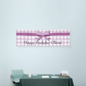 Lila und weiße Gingham mit Bow Birthday Banner (Messeveranstaltung)