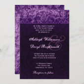 Lila und weiße Grunge Damask Wedding B733 Einladung (Vorne/Hinten)