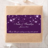 Lila und weiße Hochzeit, danke Weinetikett (Insitu)