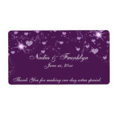 Lila und weiße Hochzeit, danke Weinetikett (Vorne)