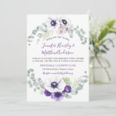 Lila und weiße Hochzeit der Wasserfarben | Einladung (Stehend Vorderseite)