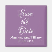 Lila und weiße Hochzeit speichern Sie das Datum Magnet (Vorne)