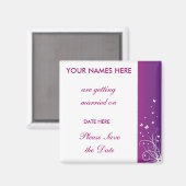 Lila und weiße Hochzeit speichern Sie das Datumsfe Magnet (Vorderseite/Rückseite)