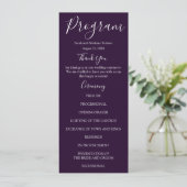 Lila und weiße Hochzeitsprogramme Menükarte (Stehend Vorderseite)