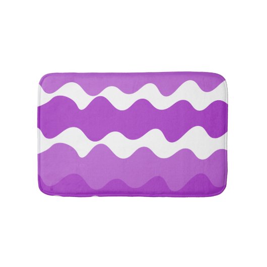 Lila und weiße horizontale Wellenmuster Badematte (Vorderseite)