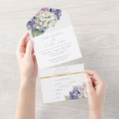 Lila und weiße Hydrangea-Blume All In One Einladung (Abreißen)