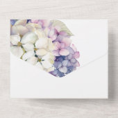 Lila und weiße Hydrangea-Blume All In One Einladung (Rückseite)